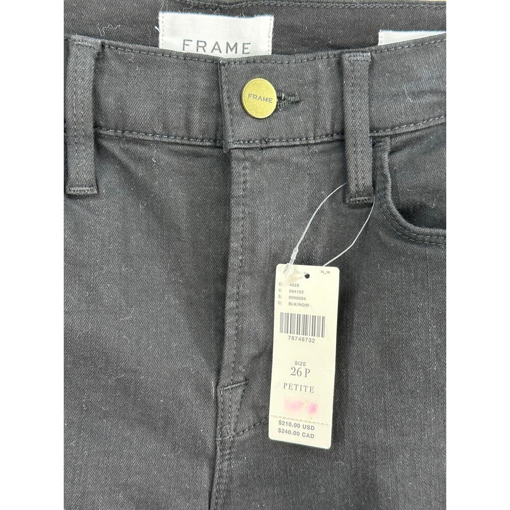 FRAME Le Pixie Jeans Cotton Blend Noir Women's 26P High Flare NWT - Picture 4 of 15